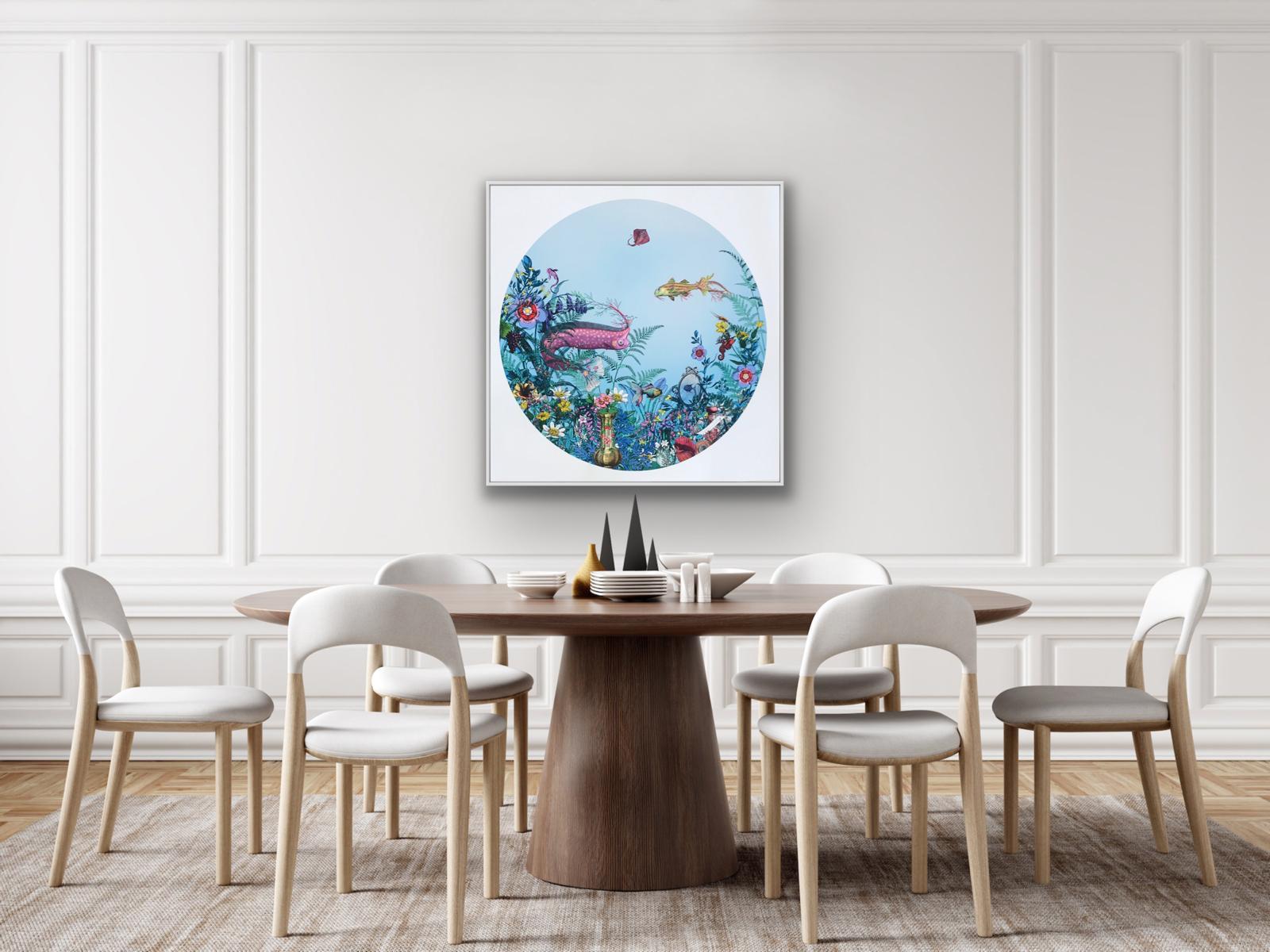 Fiskur Ne Thari - Circular Sea Born, Giclee Ink Print, Fish, Ocean, Fantasy For Sale 2