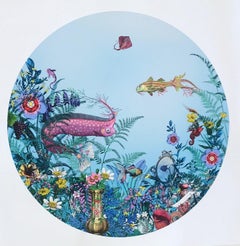 Used Fiskur Ne Thari - Circular Sea Born, Giclee Ink Print, Fish, Ocean, Fantasy