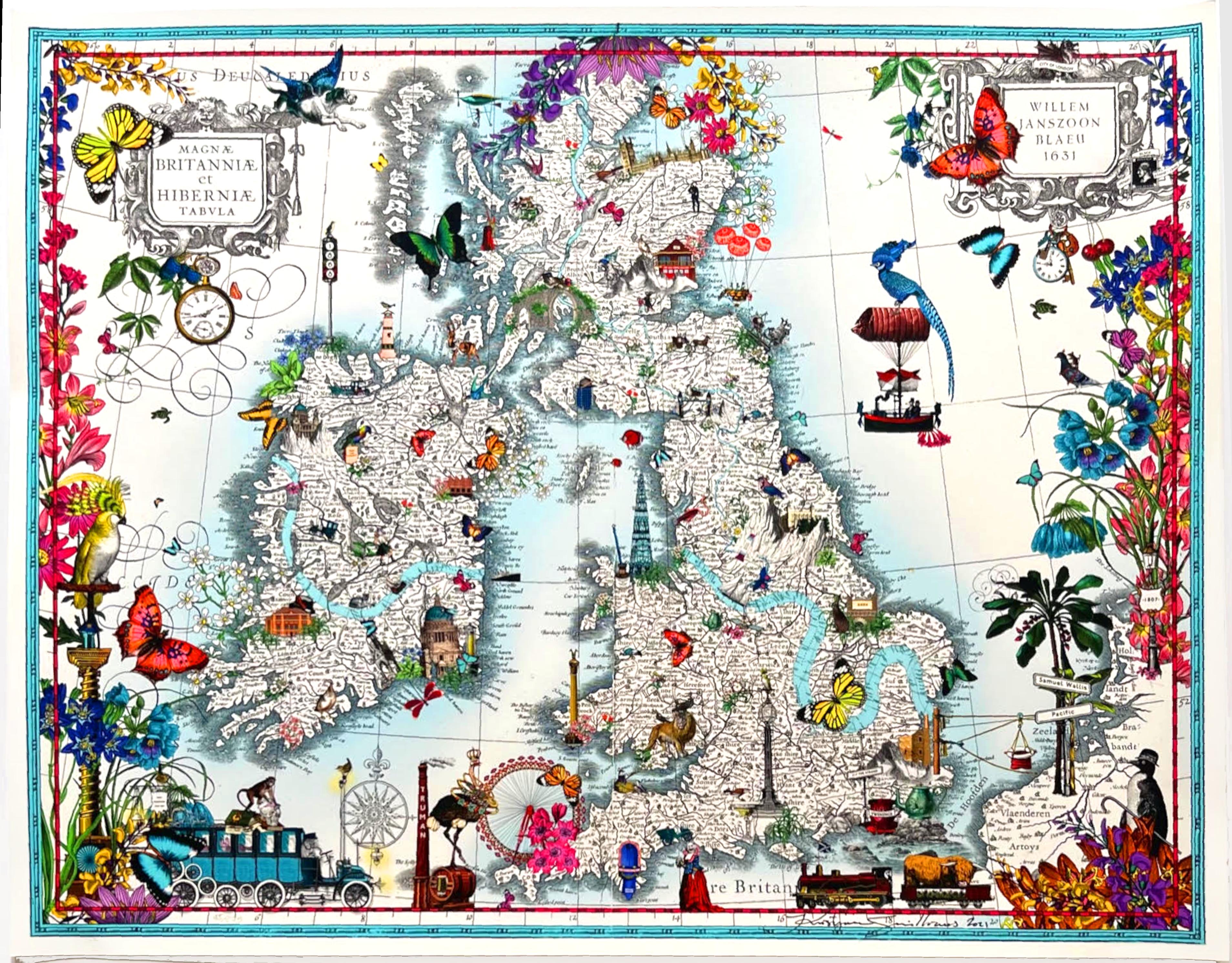 Kristjana Williams Abstract Print – Taera Bretland - Blaeu Britische Inseln