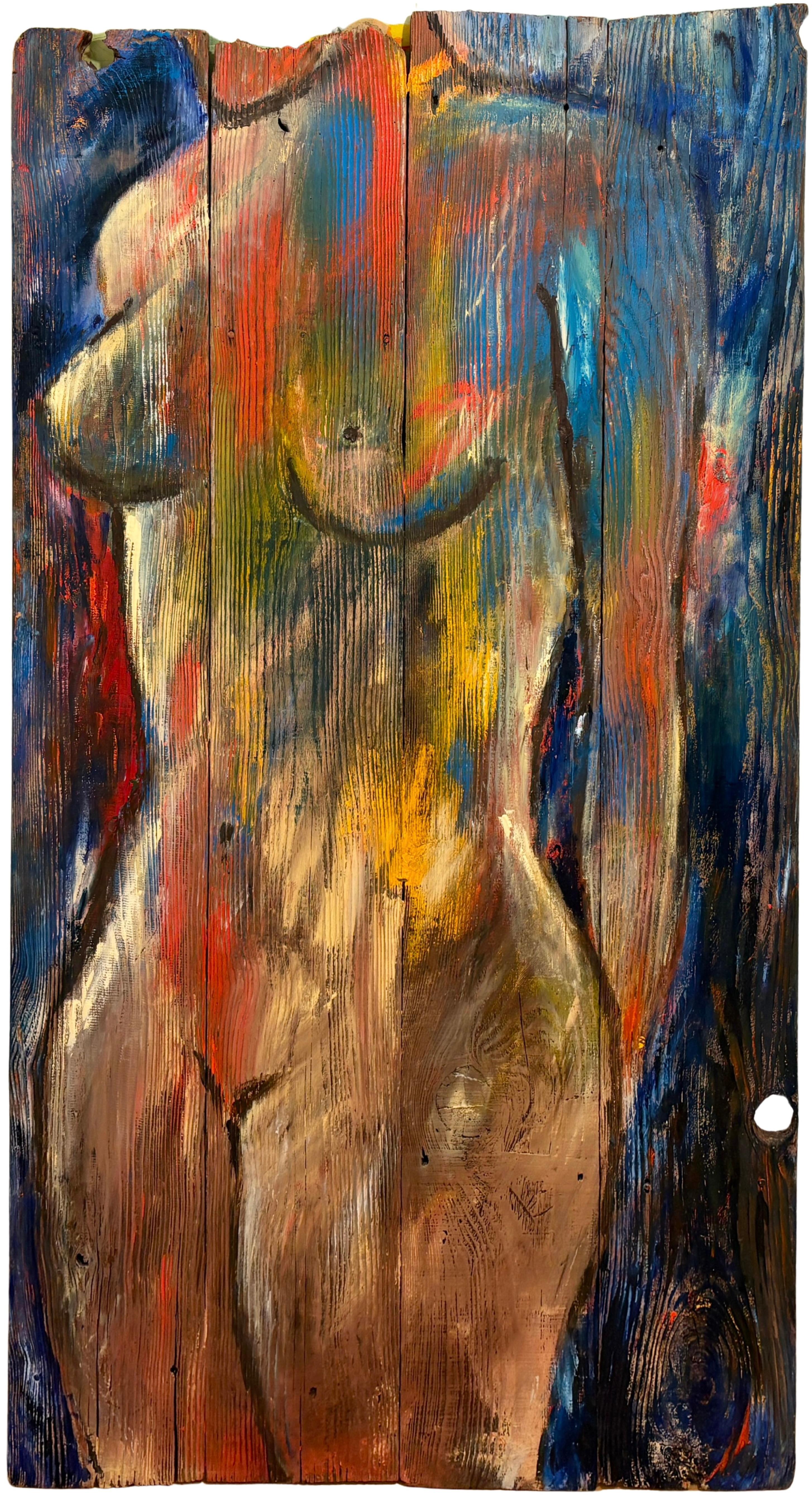 "Ambivalent" - Large Textural Contemporary Figurative Nude Artwork on Wood