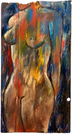 "Ambivalent" - Large Textural Contemporary Figurative Nude Artwork on Wood