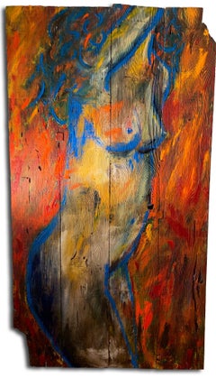 'Empowered'  Oil On Reclaimed Wood 72" x 39" by Kristy