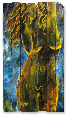 'Eve' Large Nude Woman Figurative Contemporary Oil On Wood by Kristy