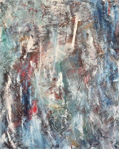 "Grace" by Kristy Chettle - White, Red, and Blue Contemporary Textured Abstract