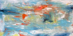"Koi Pond" by Kristy Chettle - Bright Textured Blue, Red, and Green Abstract
