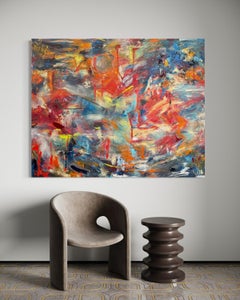 "Metro" - Large Colorful Contemporary Textured Impasto Mixed Media Abstract
