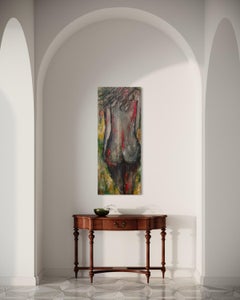 'Ooh La La' - Figurative Nude Woman - Black, Red, and Earth Tone Oil Painting