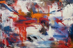 "Reb Barn on the Ridge" by Chettle - Bold Textured Abstract Oil Painting