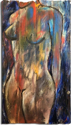 "Standing Nude" oil on barn wood 72" X 39" by Kristy 