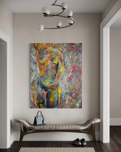 "Senza titolo" - Pittura a olio contemporanea colorata, grande, figurativa, astratta e nuda