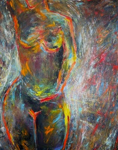 "Untitled" - Colorful Contemporary Large Figurative Nude Abstract Oil Painting