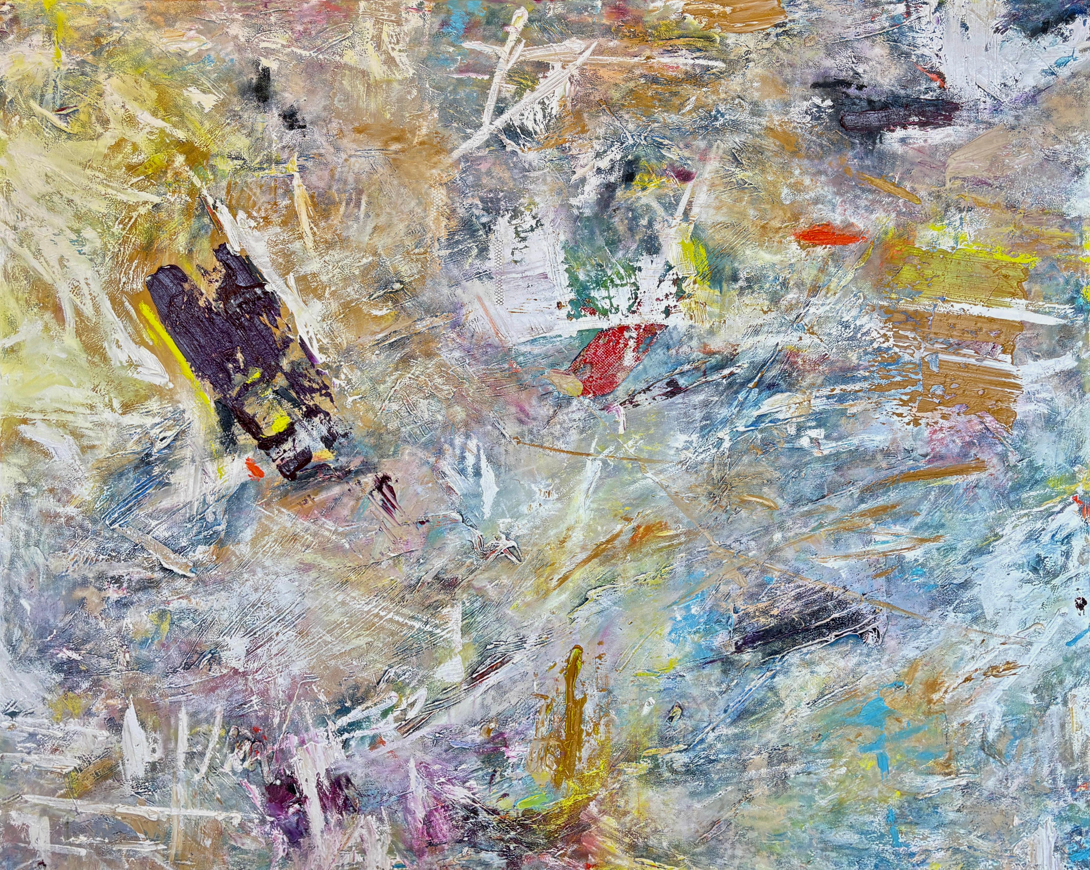 "Untitled No. 27" - Large Textural Impasto Mixed Media Colorful Vibrant Abstract