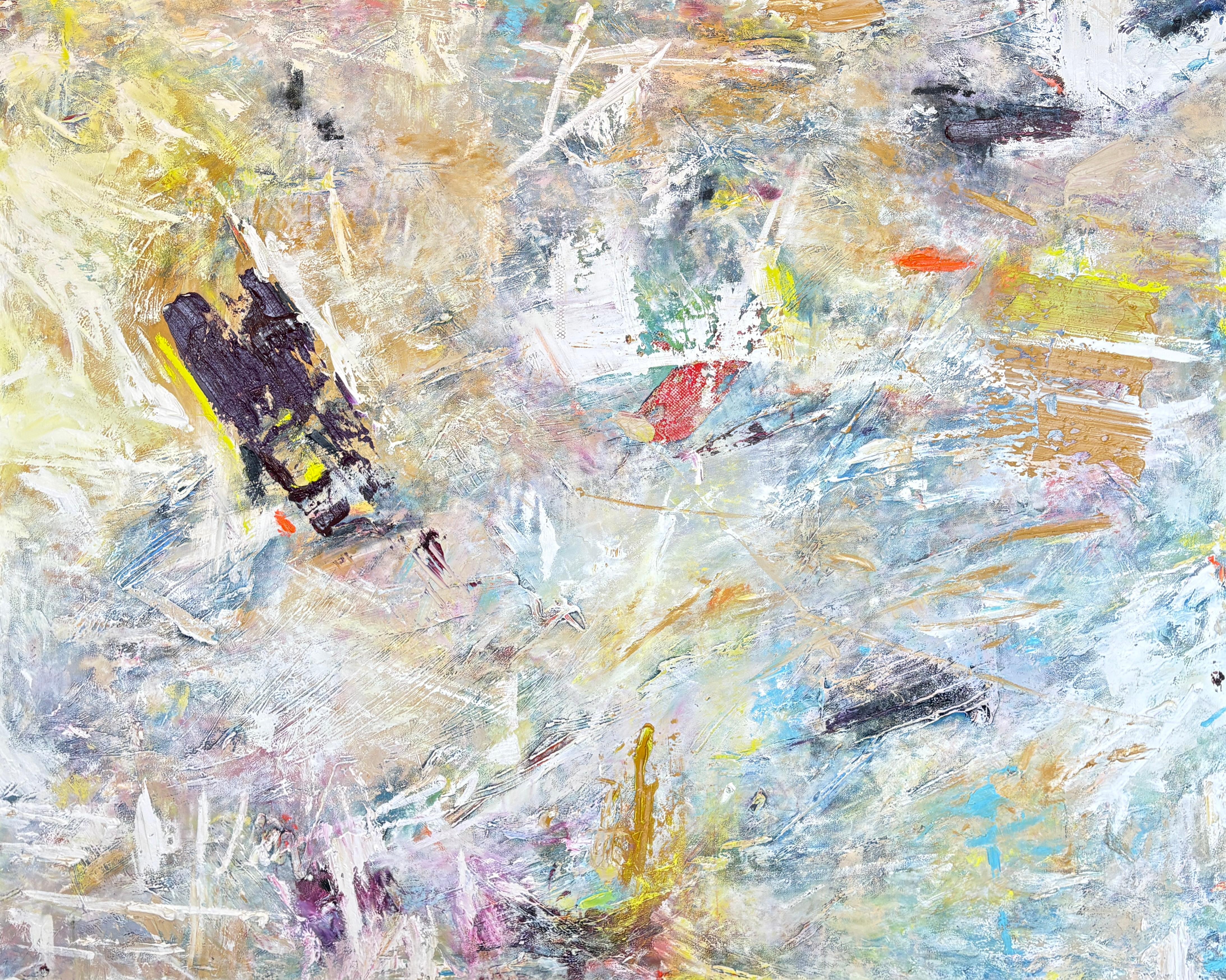 "Untitled No. 27" - Large Textural Impasto Mixed Media Colorful Vibrant Abstract - Mixed Media Art by Kristy Chettle