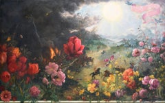 The Cosmic Lotus, mythological figurative oil painting, 2019
