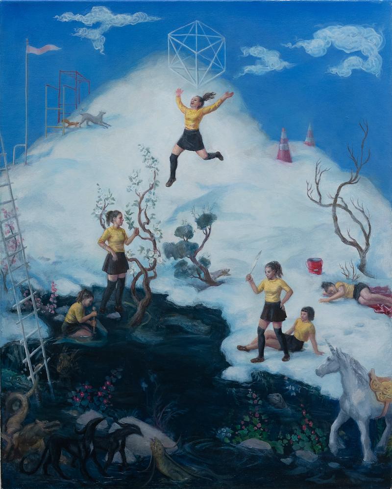 Kristy Gordon Figurative Painting - Uniforms and Ladders