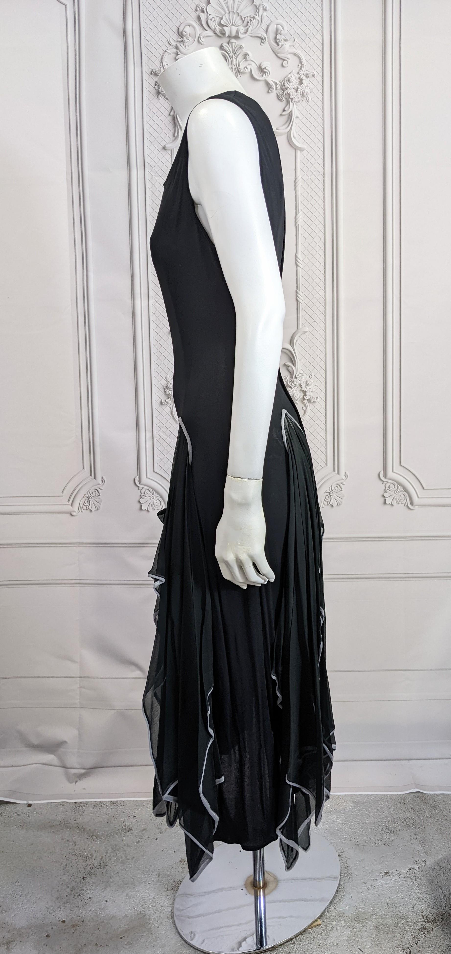 Kristyna Kitsis Matte Jersey Peekaboo Scarf Point Dress, UK In Good Condition For Sale In New York, NY