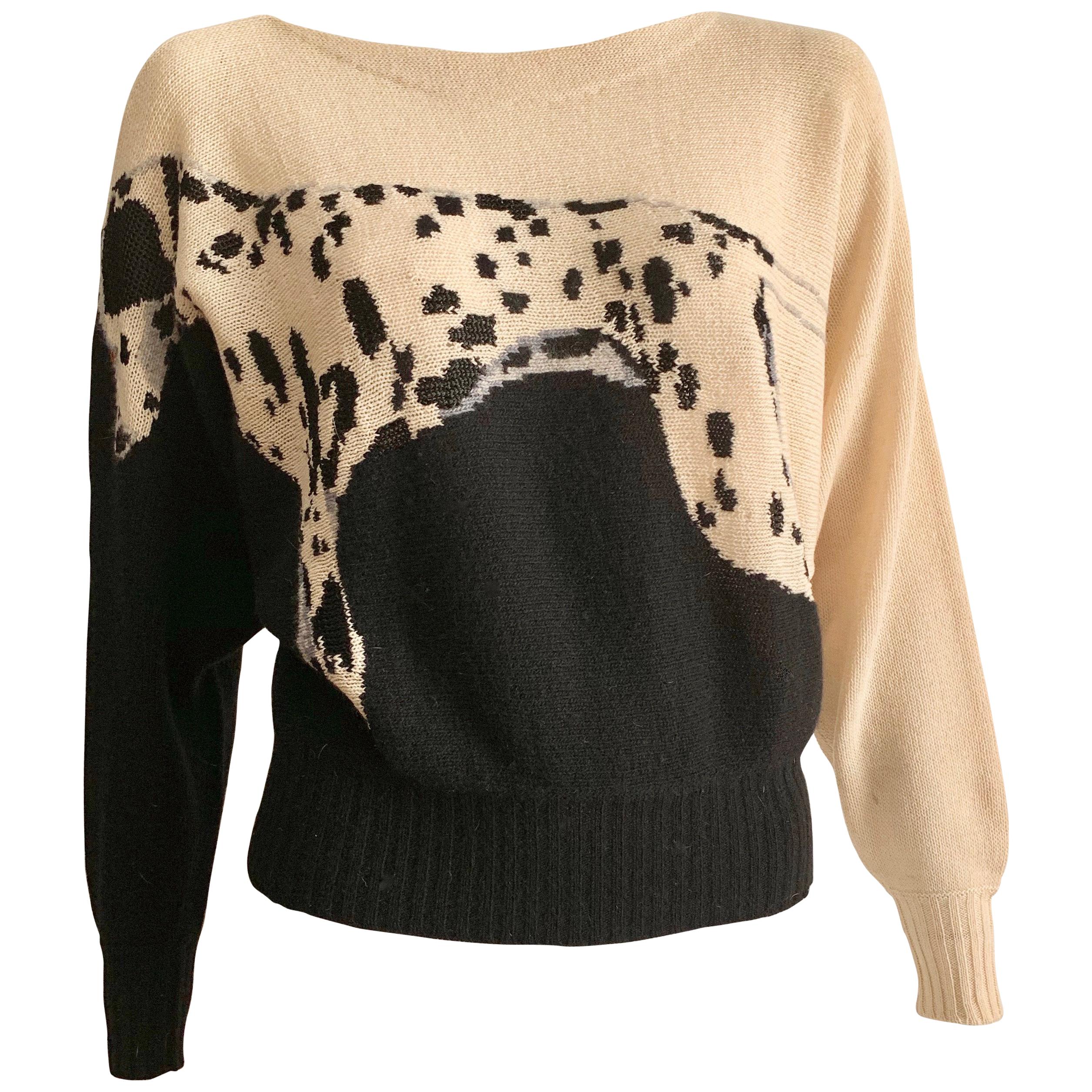 Krizia 1980s Dalmatian Dog Iconic Animal Sweater Size 4. For Sale