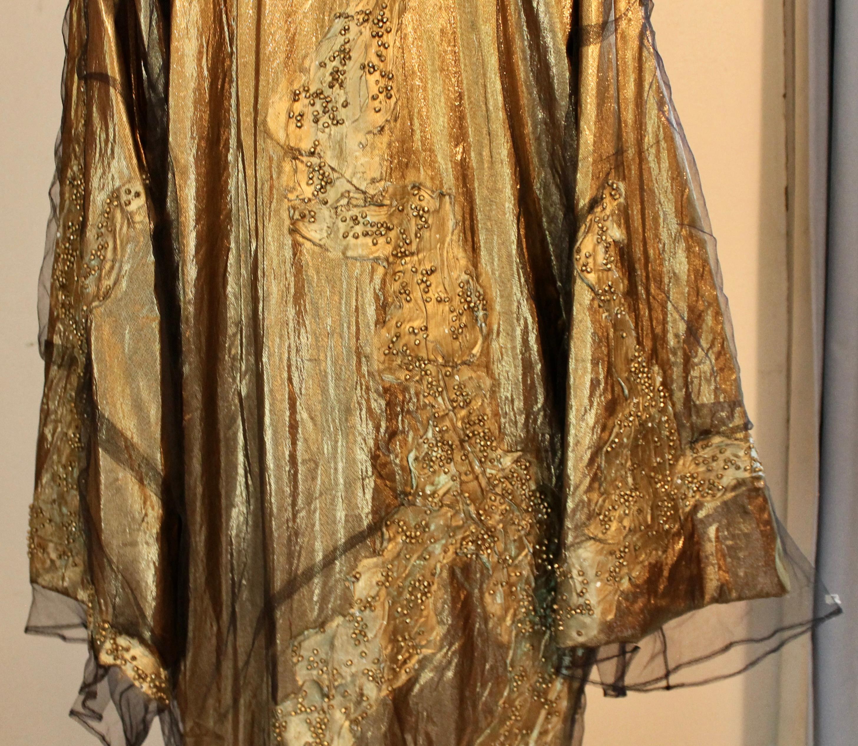 Krizia 1980's Gold Lame Opera Coat For Sale 7