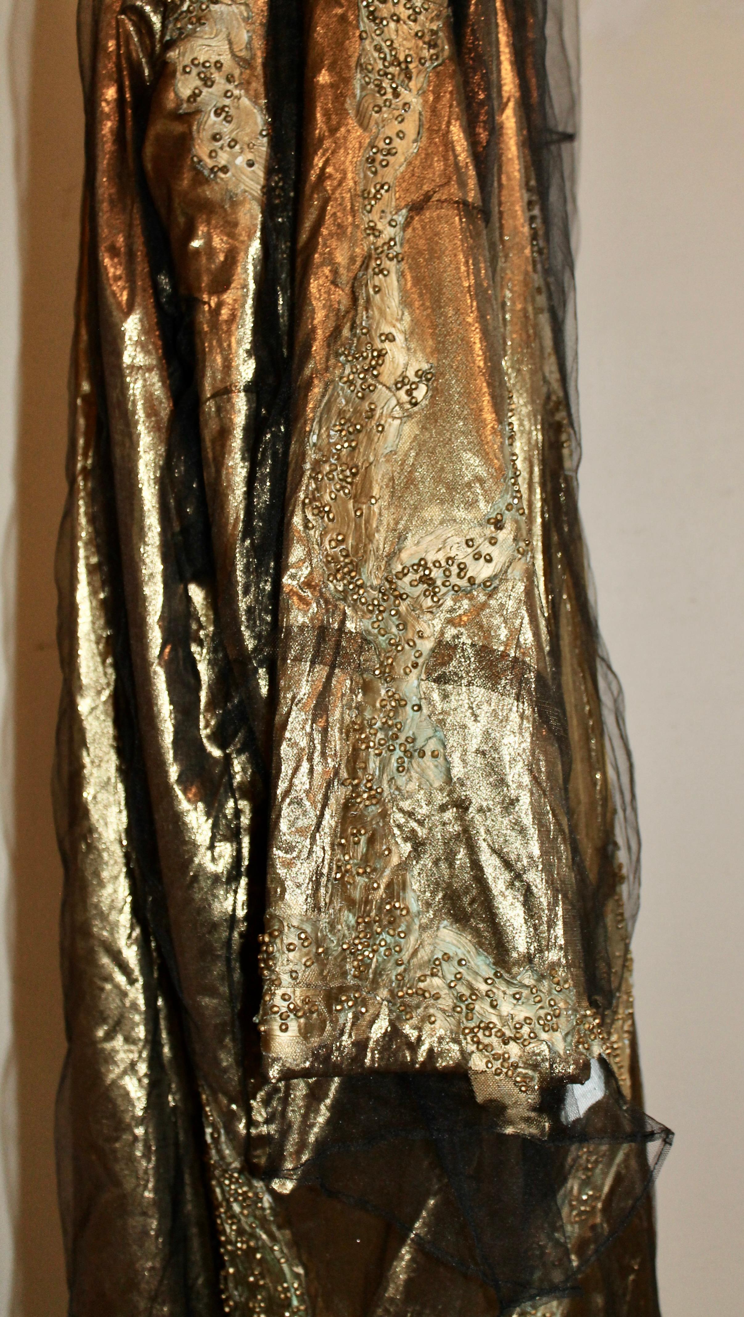 Krizia 1980's Gold Lame Opera Coat For Sale 14