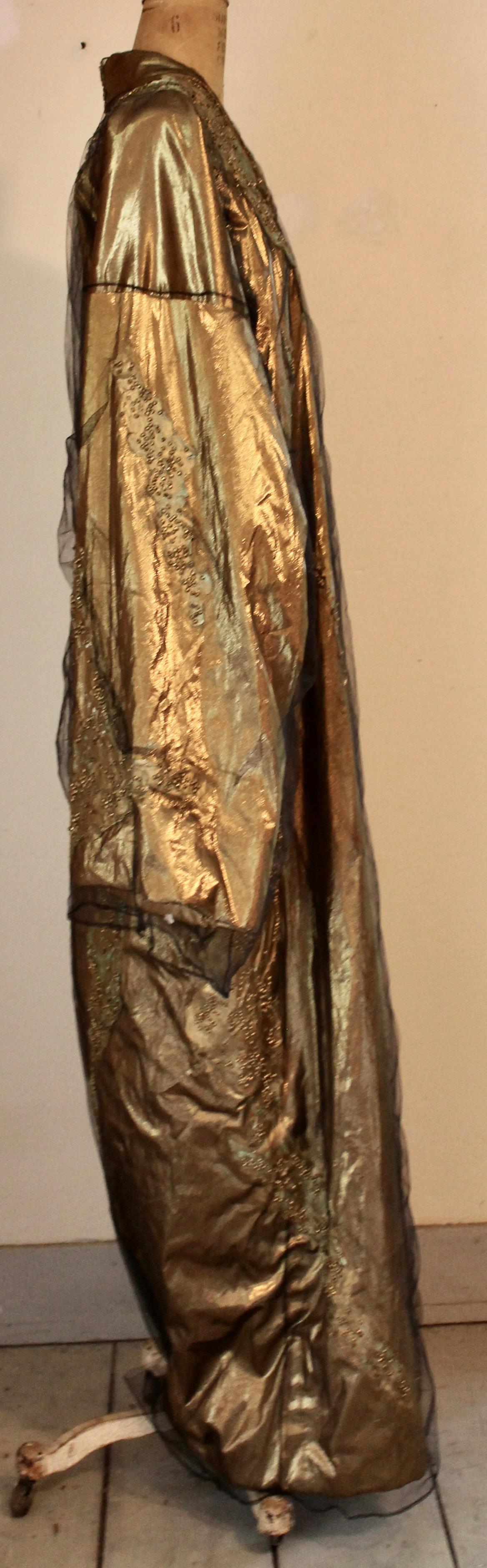 Brown Krizia 1980's Gold Lame Opera Coat For Sale