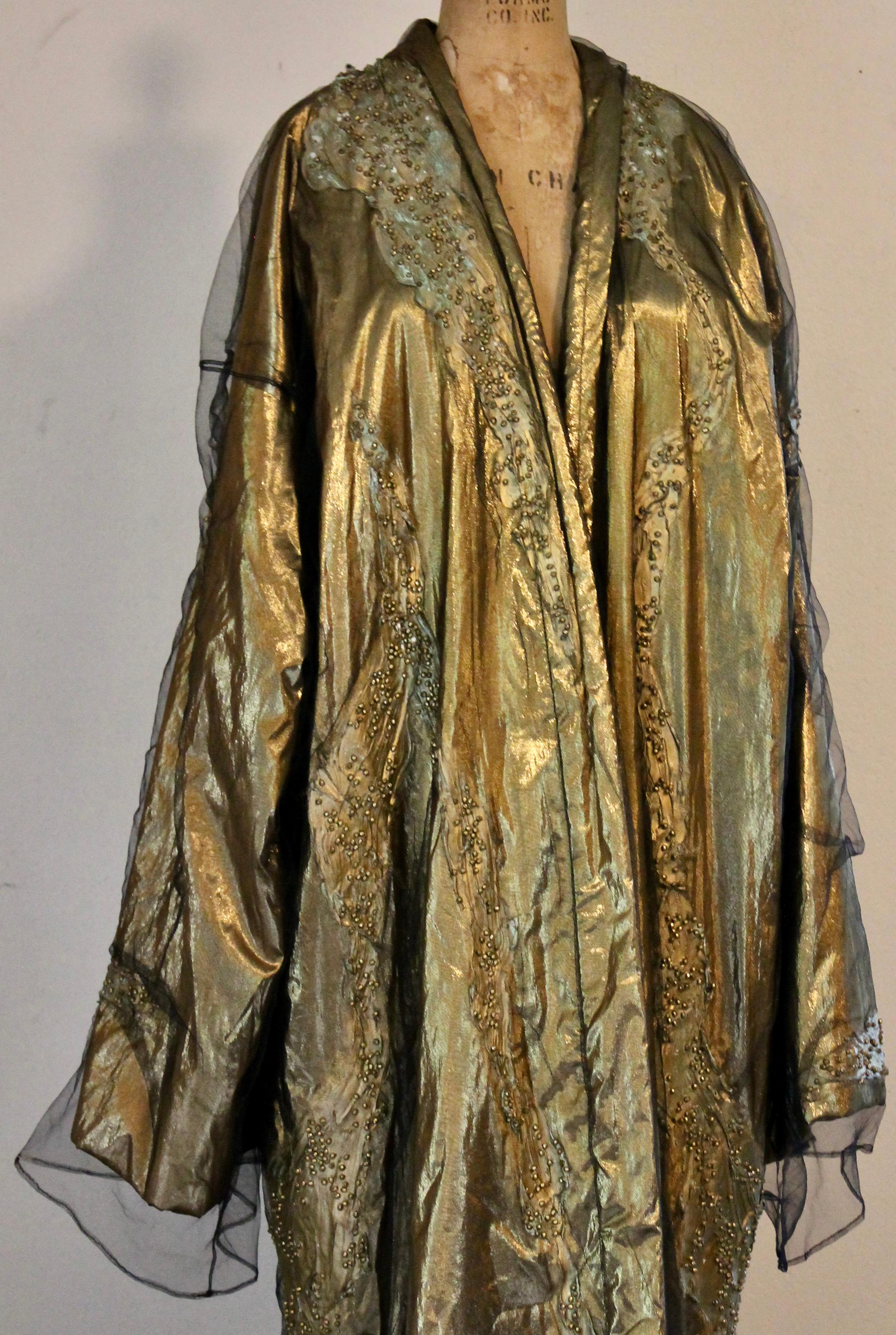 Krizia 1980's Gold Lame Opera Coat For Sale 1