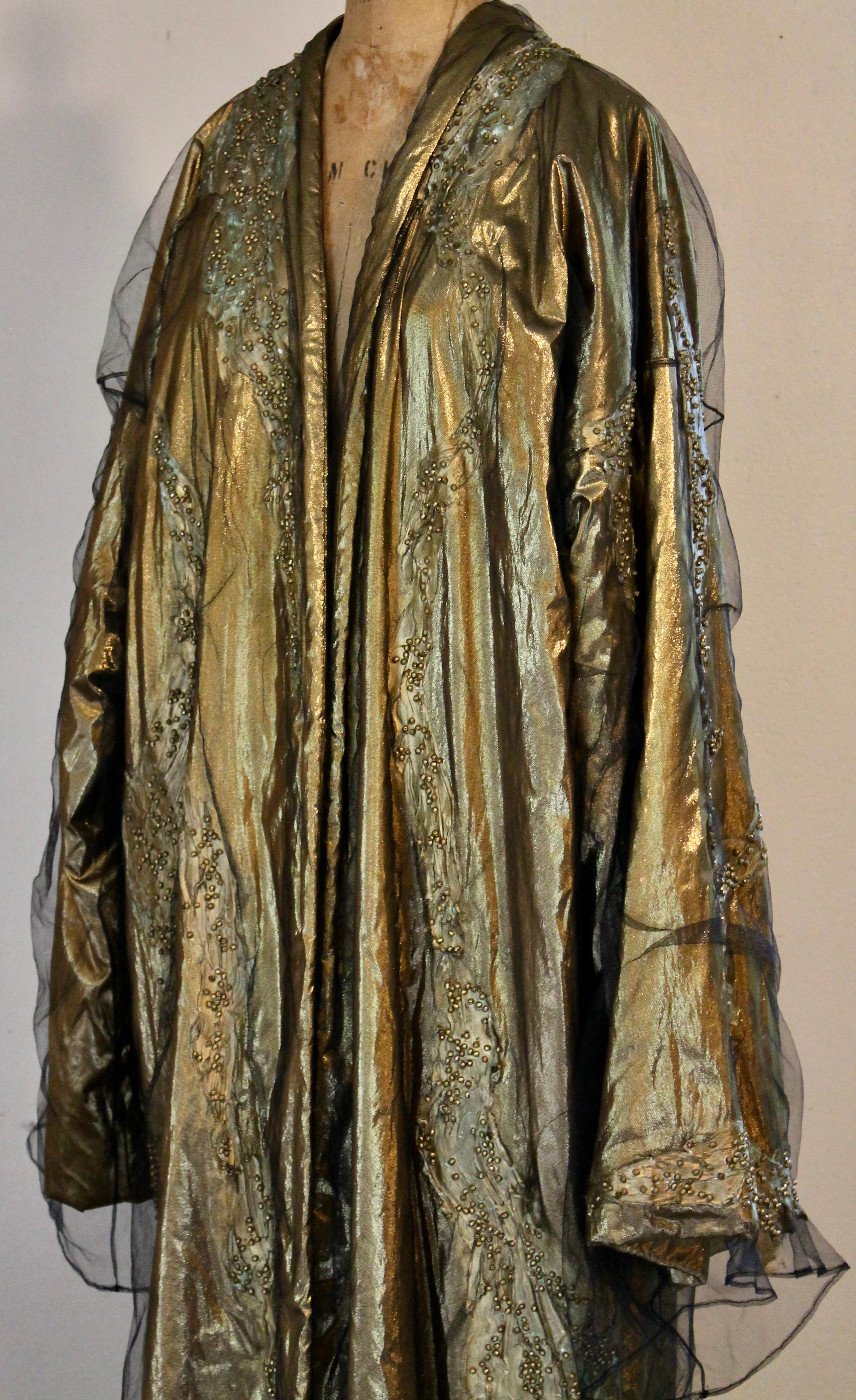 Krizia 1980's Gold Lame Opera Coat For Sale 3