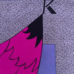 Bufanda Krizia - Años 80 Vintage - Estampado Zorro - Pareo - Cosida a mano - 100% Seda