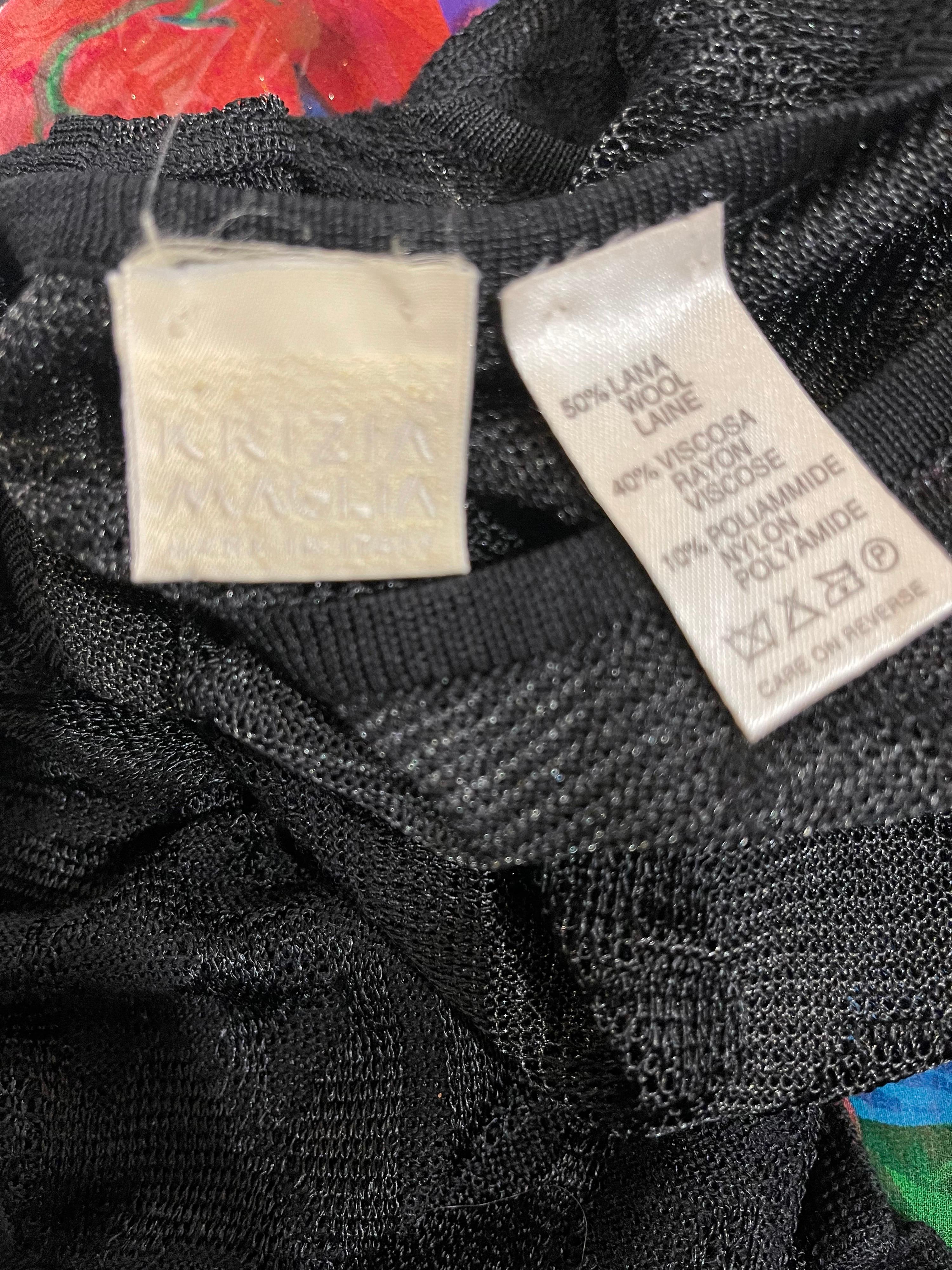 Noir Krizia - Robe vintage sans manches, semi-transparente, brodée au crochet, noire, années 1990 en vente