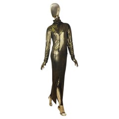 Krizia '90s gold bronze long dress