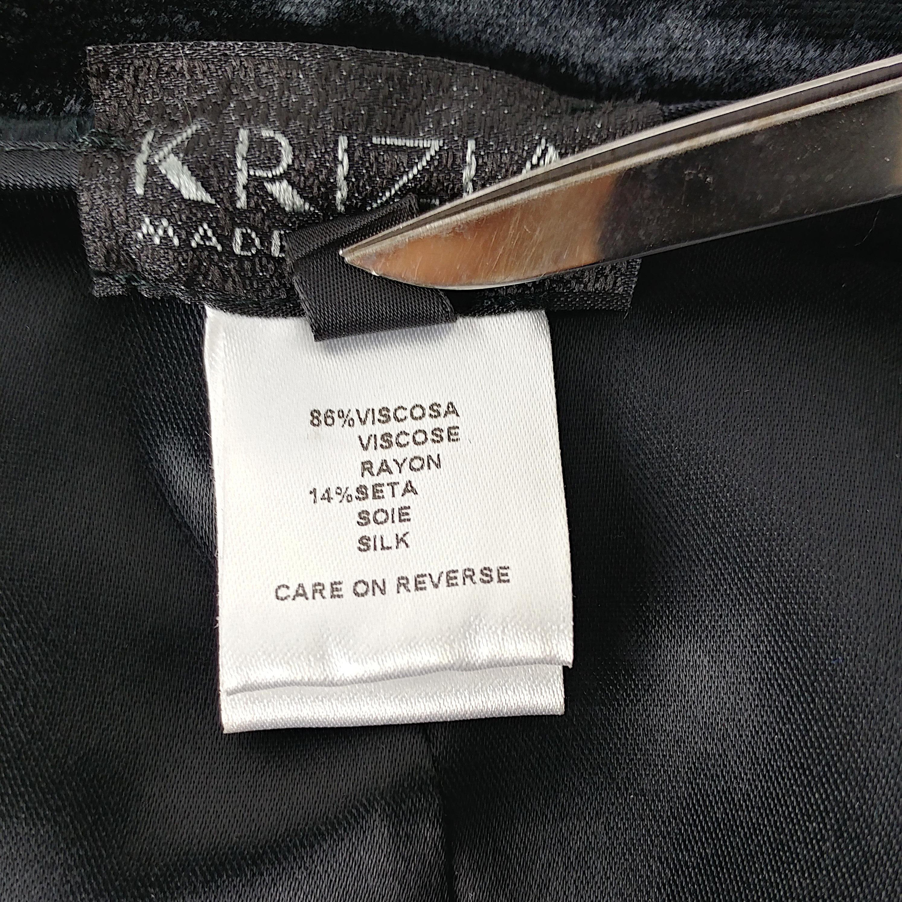 KRIZIA - Jupe fourreau en velours noir vintage des années 90 - Rayonne et soie  Taille 6US 38EU en vente 1