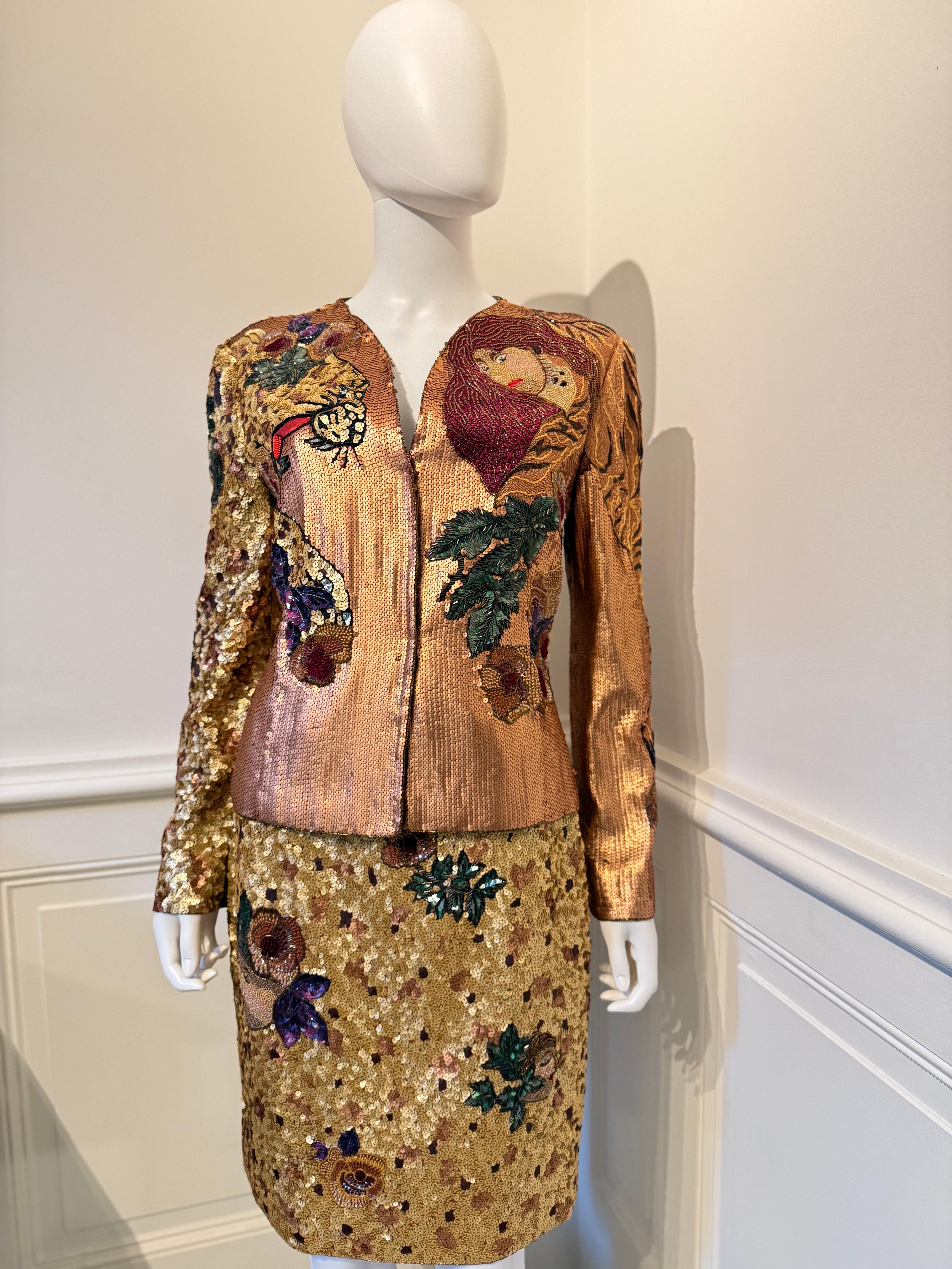 Krizia Amazing Vintage Runway Autunno/Inverno 1992 abito ricamato con perline In condizioni ottime in vendita a NICE, FR
