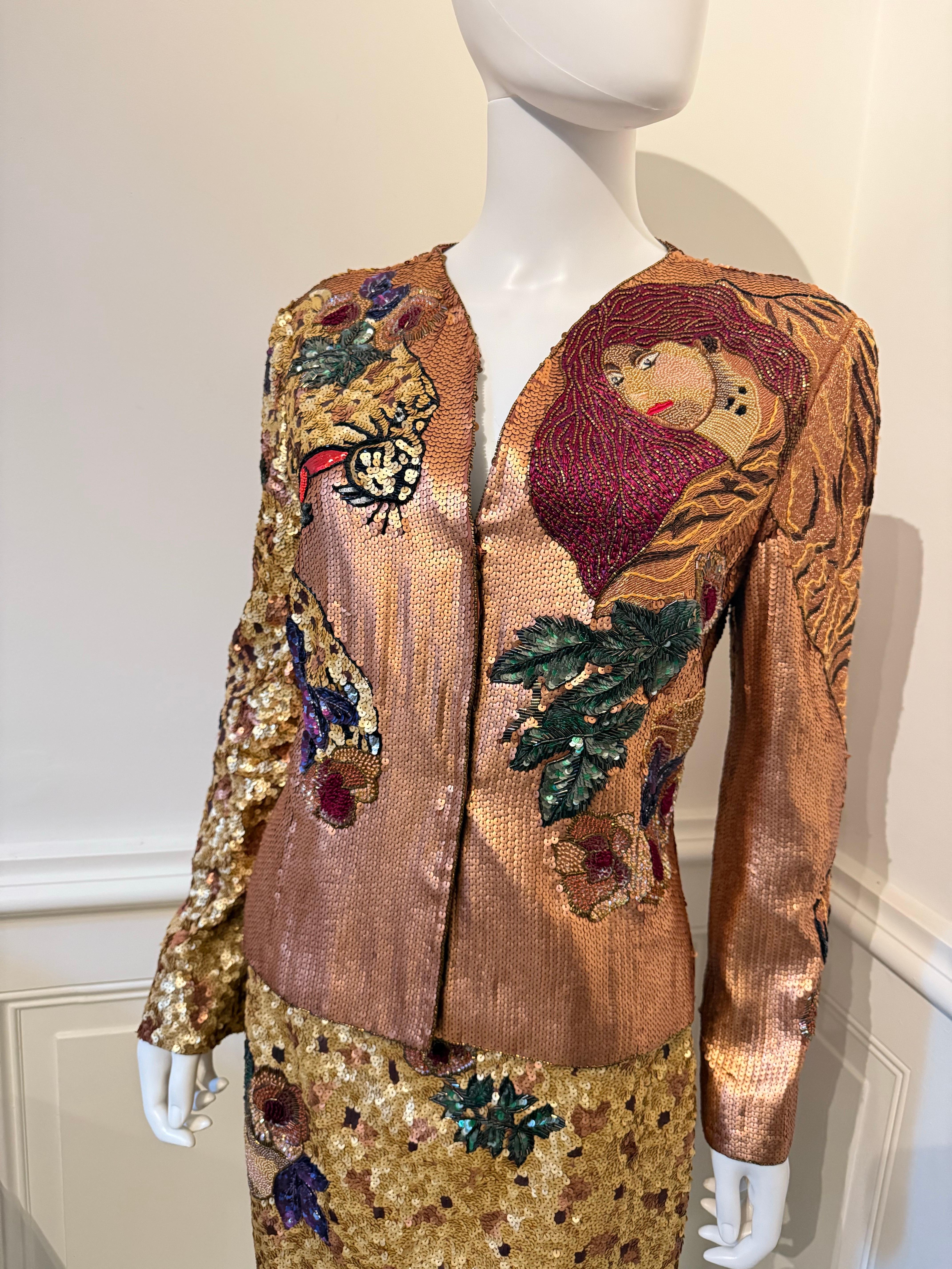 da uomo o donna Krizia Amazing Vintage Runway Autunno/Inverno 1992 abito ricamato con perline in vendita