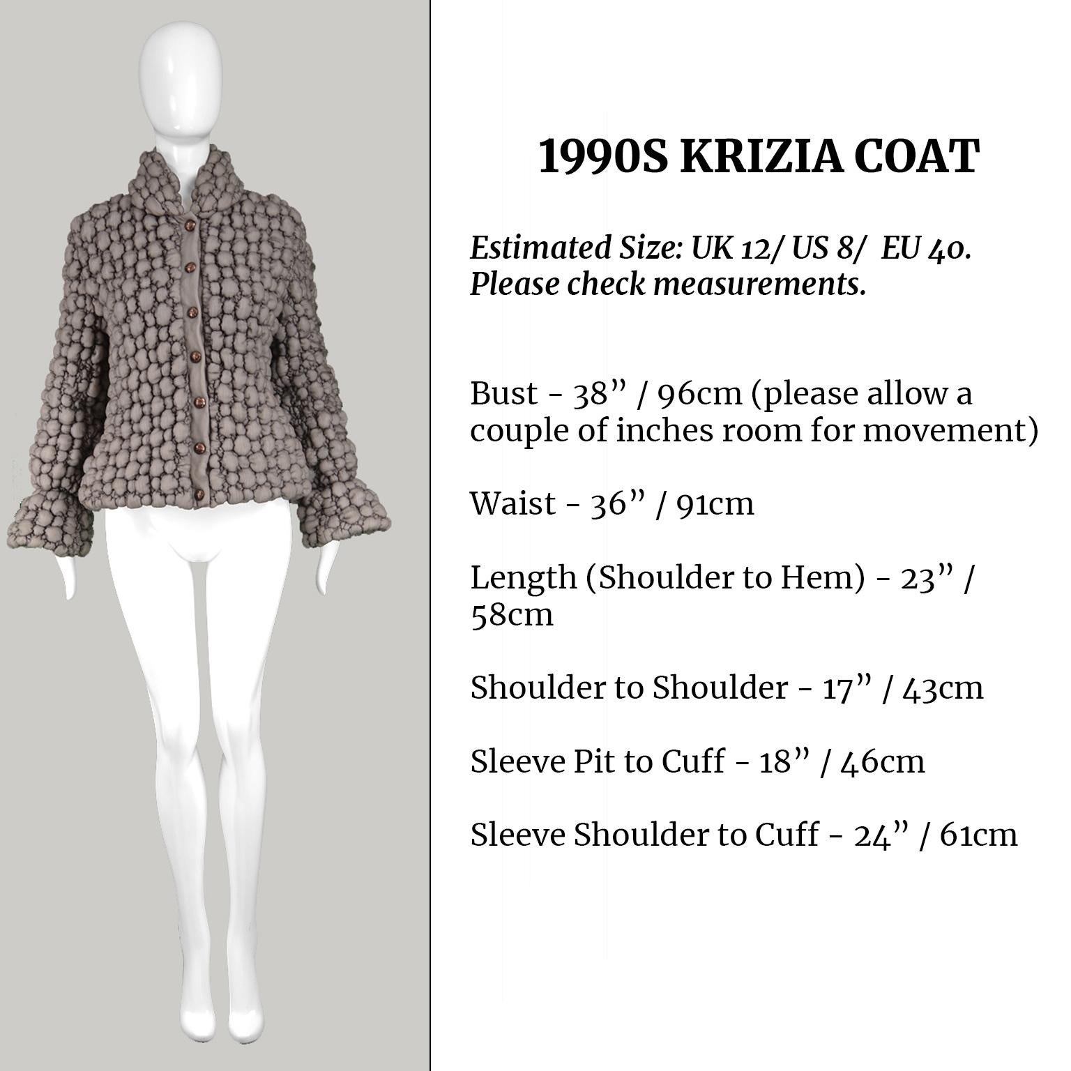 Krizia Avant Garde Bubble Textured Effect Gray Vintage Coat, 1990s For Sale 6