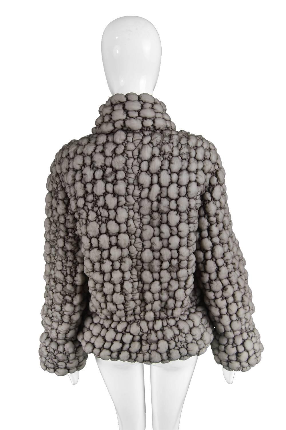 Krizia Avant Garde Bubble Textured Effect Gray Vintage Coat, 1990s For Sale 4