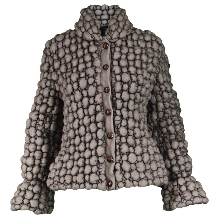 Krizia Avant Garde Bubble Textured Effect Gray Vintage Coat, 1990s For ...