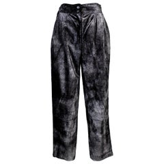 Used Krizia Black and Silver Pigskin Leather Lamè Iridescent Pants 1980s  Style NWT