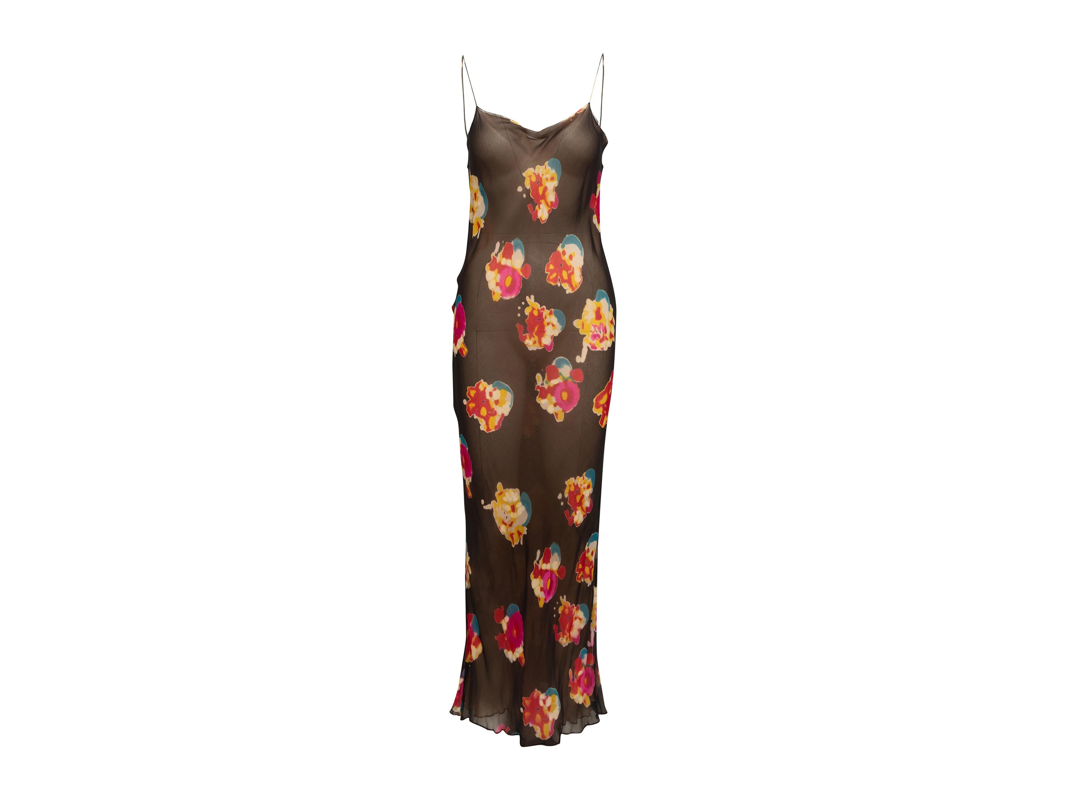 Women's Krizia Black & Multicolor Silk Abstract Print Dress