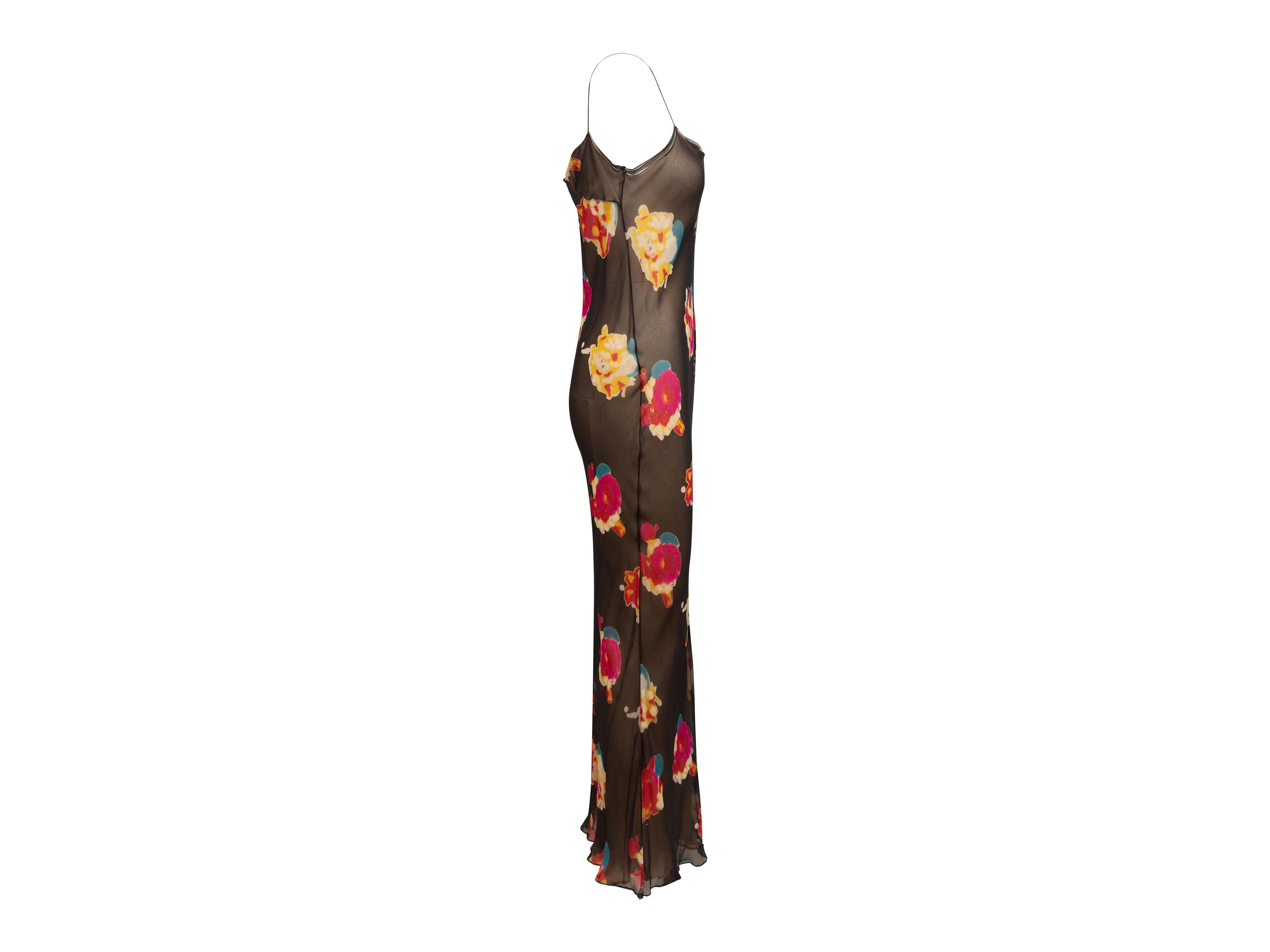 Krizia Black & Multicolor Silk Abstract Print Dress 1