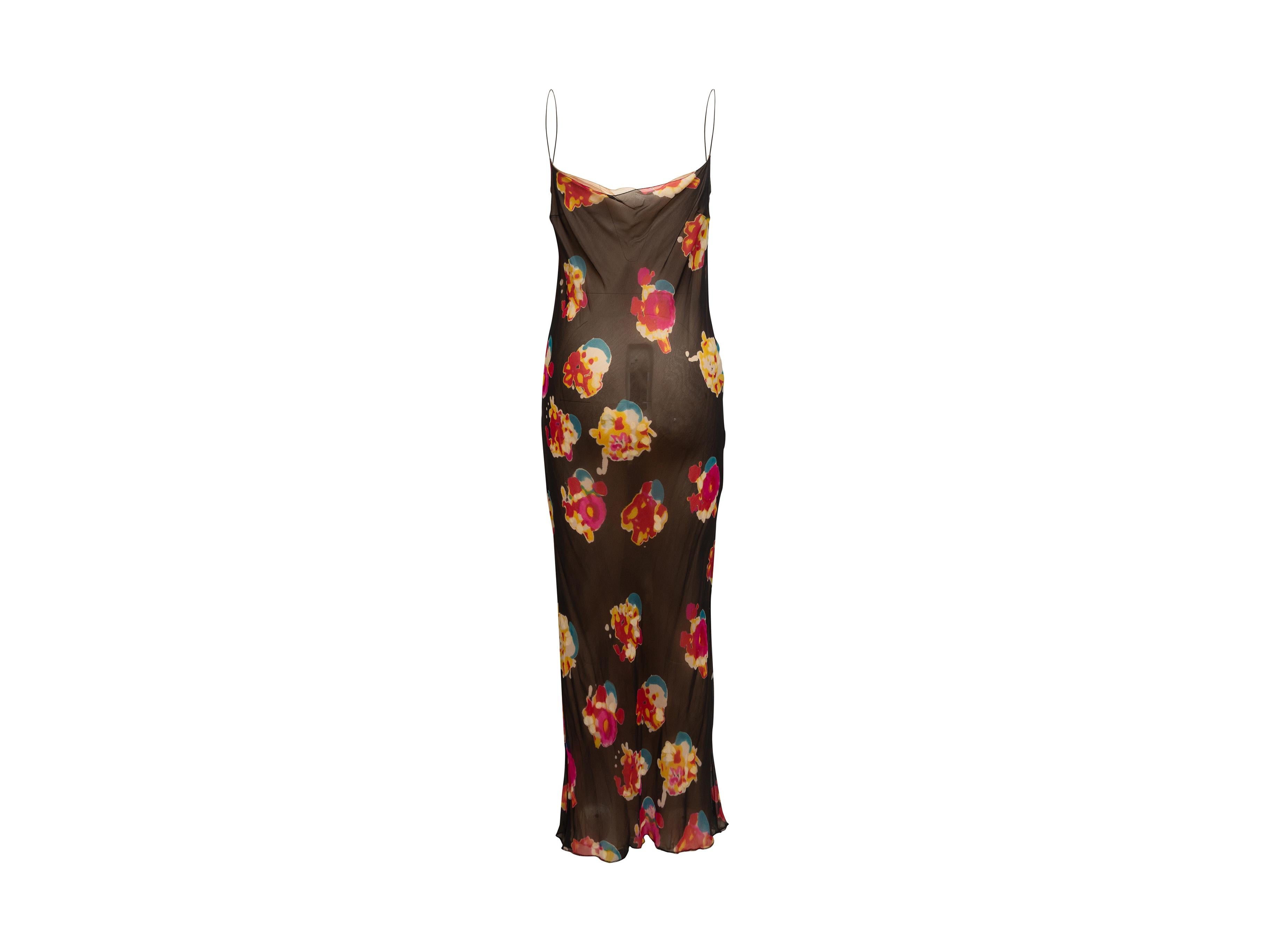 Krizia Black & Multicolor Silk Abstract Print Dress 2