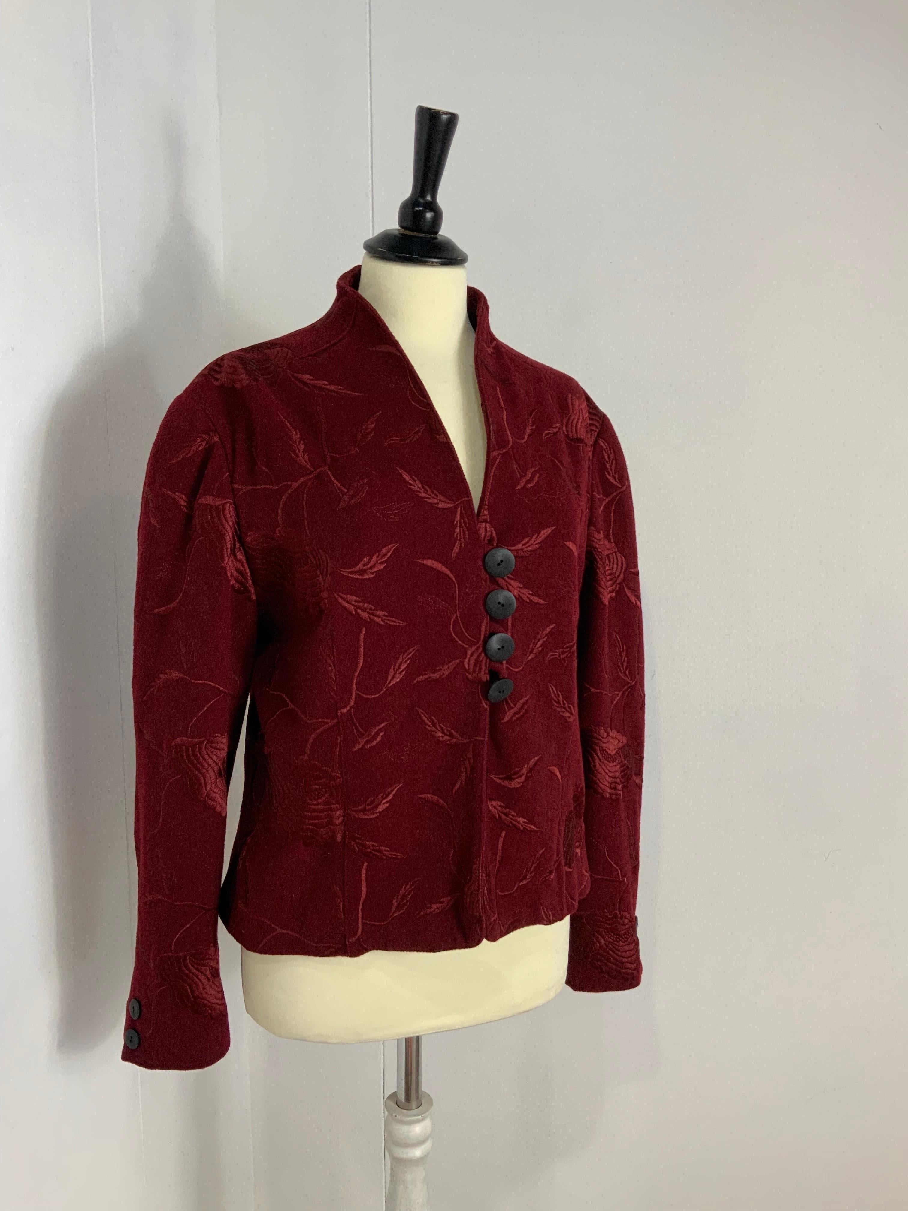 Black Krizia bordeaux embroidery jacket For Sale
