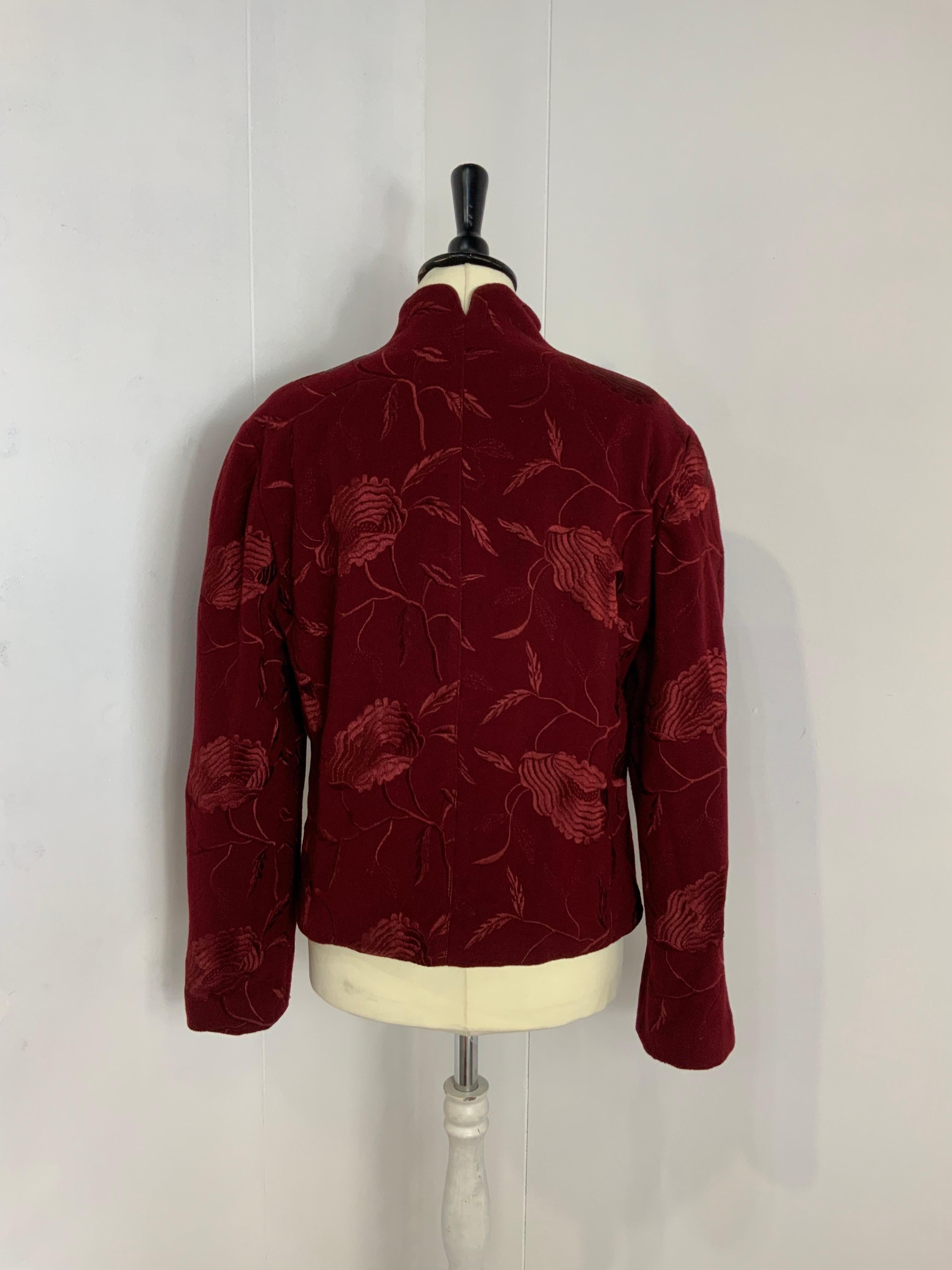 Krizia bordeaux embroidery jacket For Sale 1