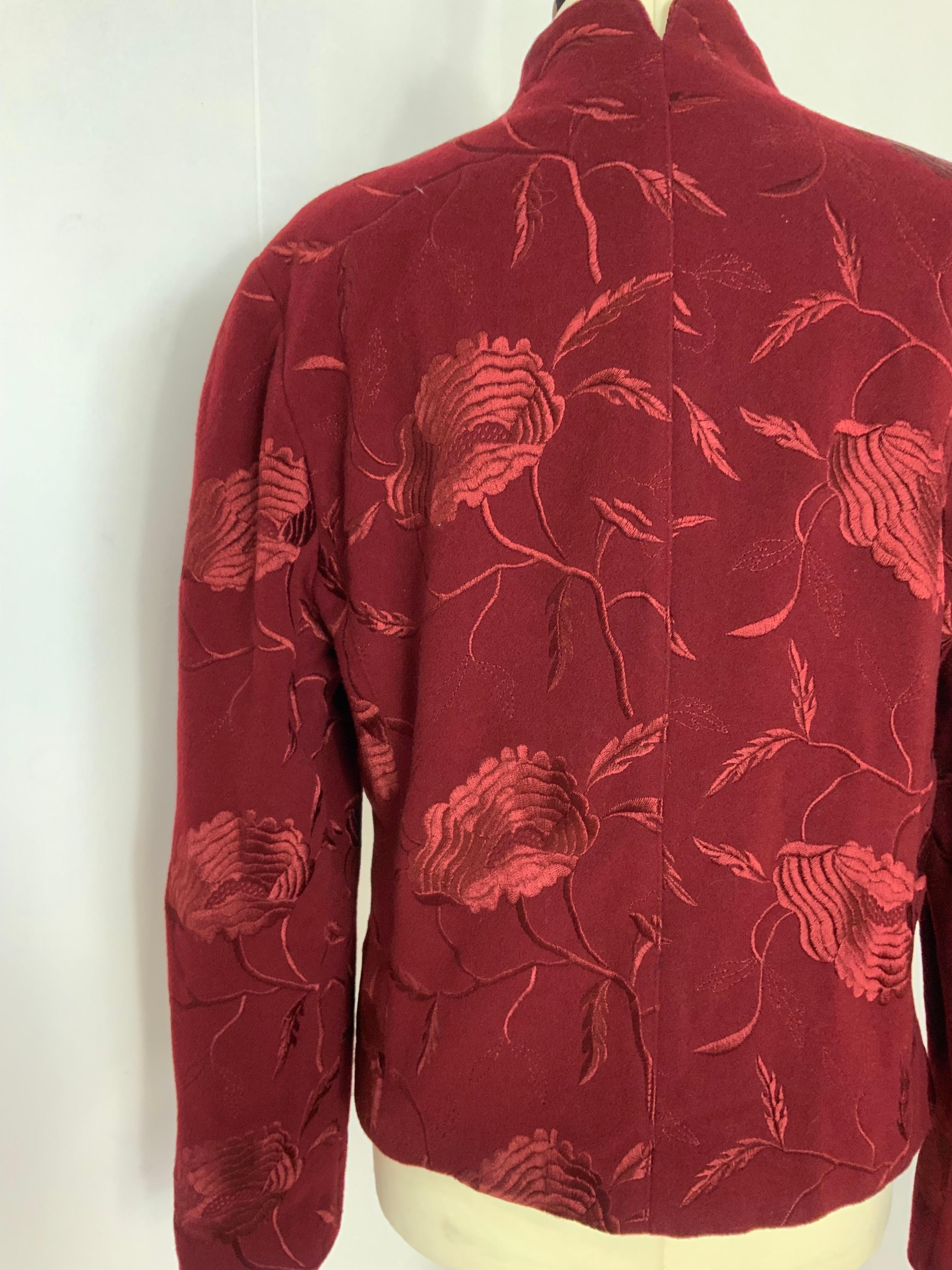 Krizia bordeaux embroidery jacket For Sale 2