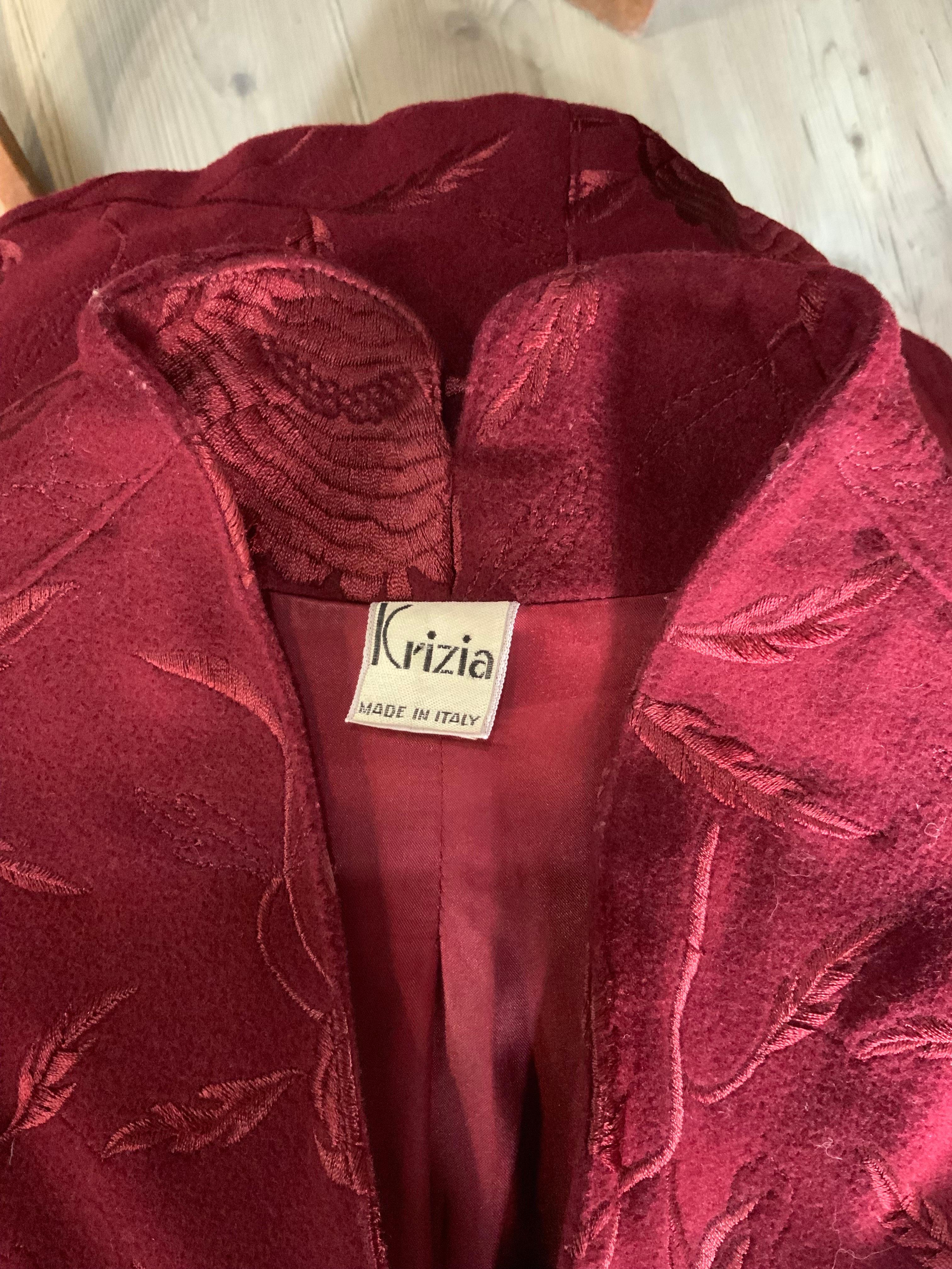 Krizia bordeaux embroidery jacket For Sale 3