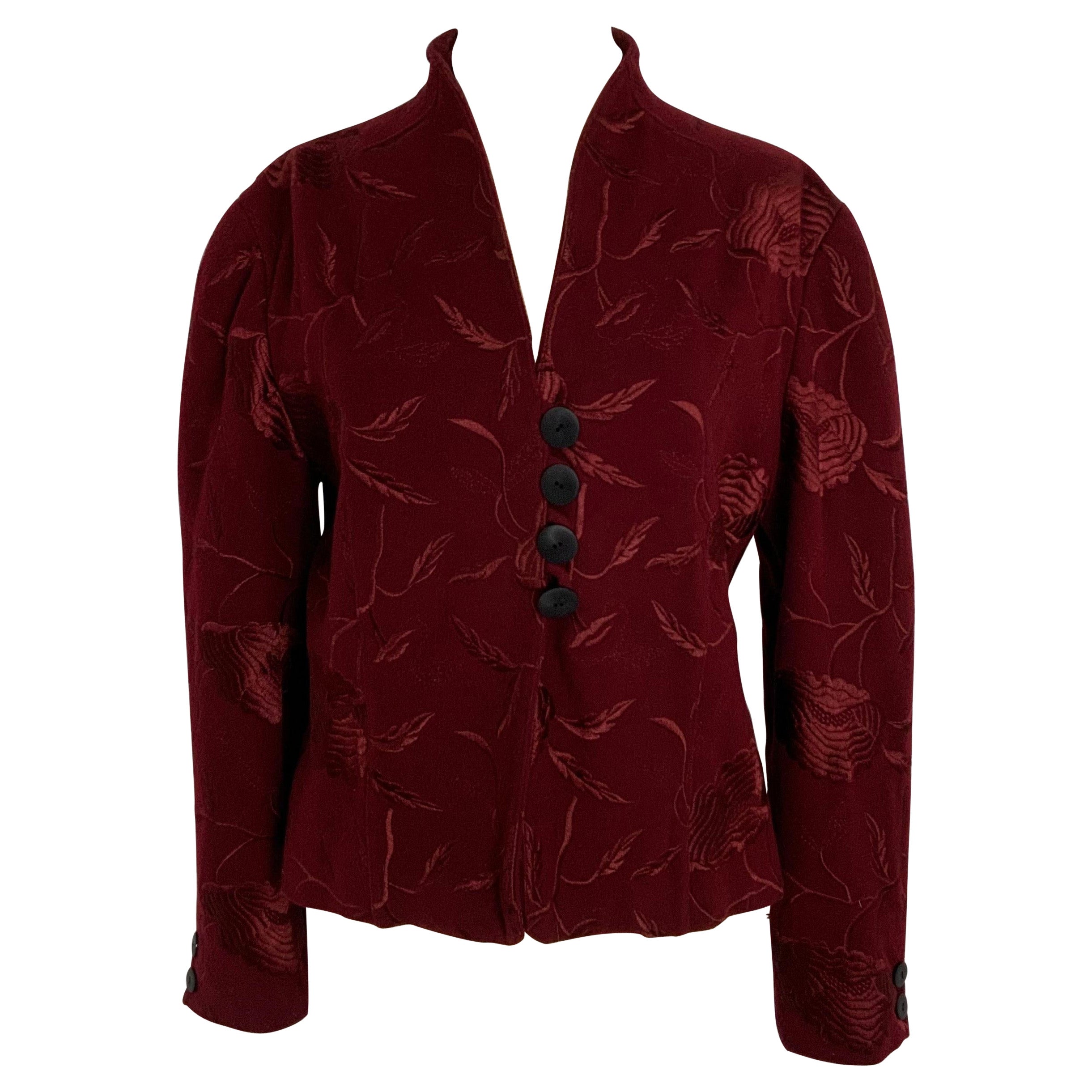 Krizia - Veste à broderie bordeaux