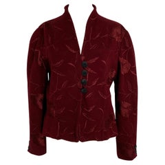 Krizia Jacke mit bordeauxfarbener Stickerei