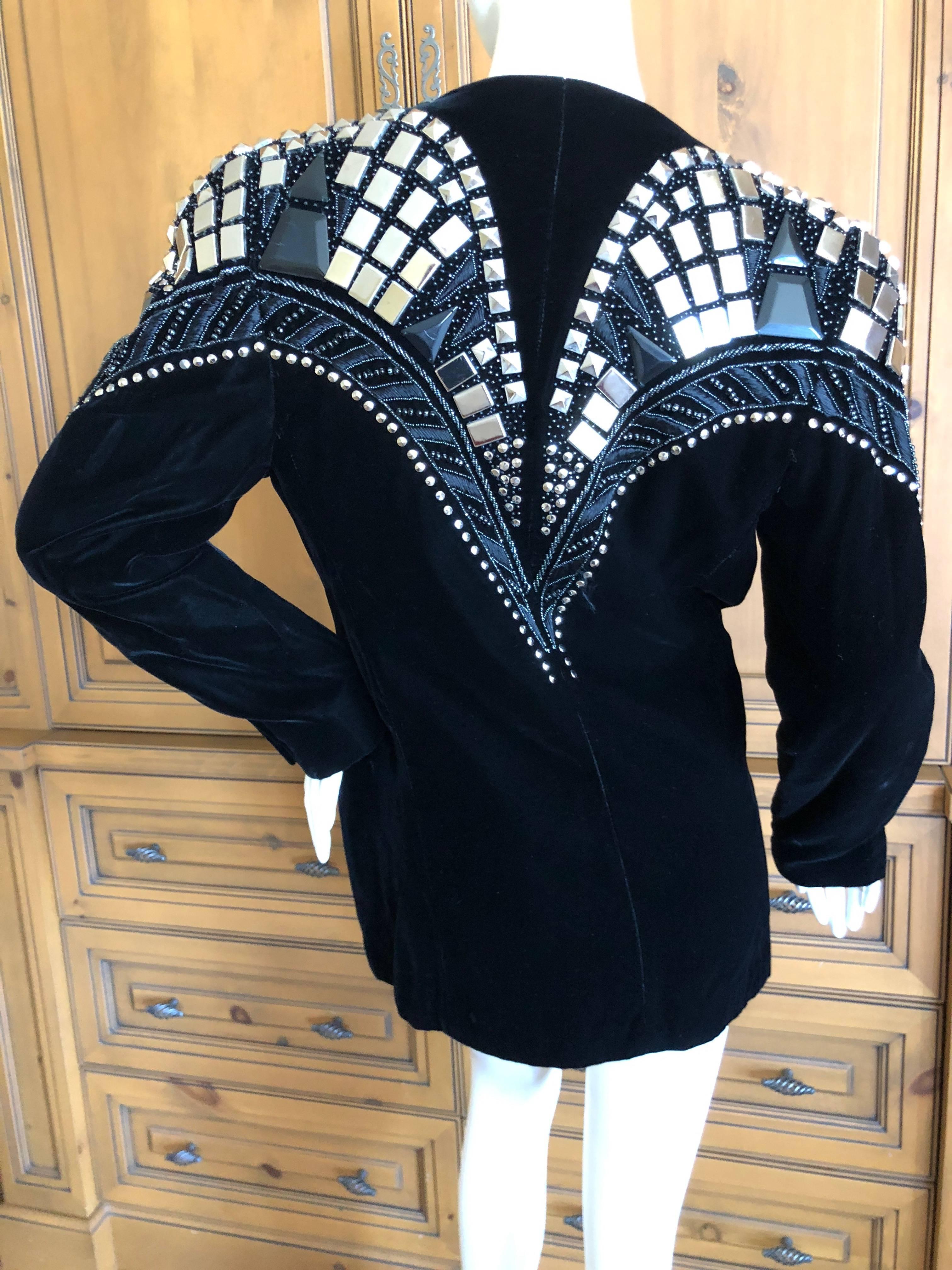 Krizia by Mariuccia Mandelli 1980's Chrysler Building Studded Velvet Jacket  For Sale 5