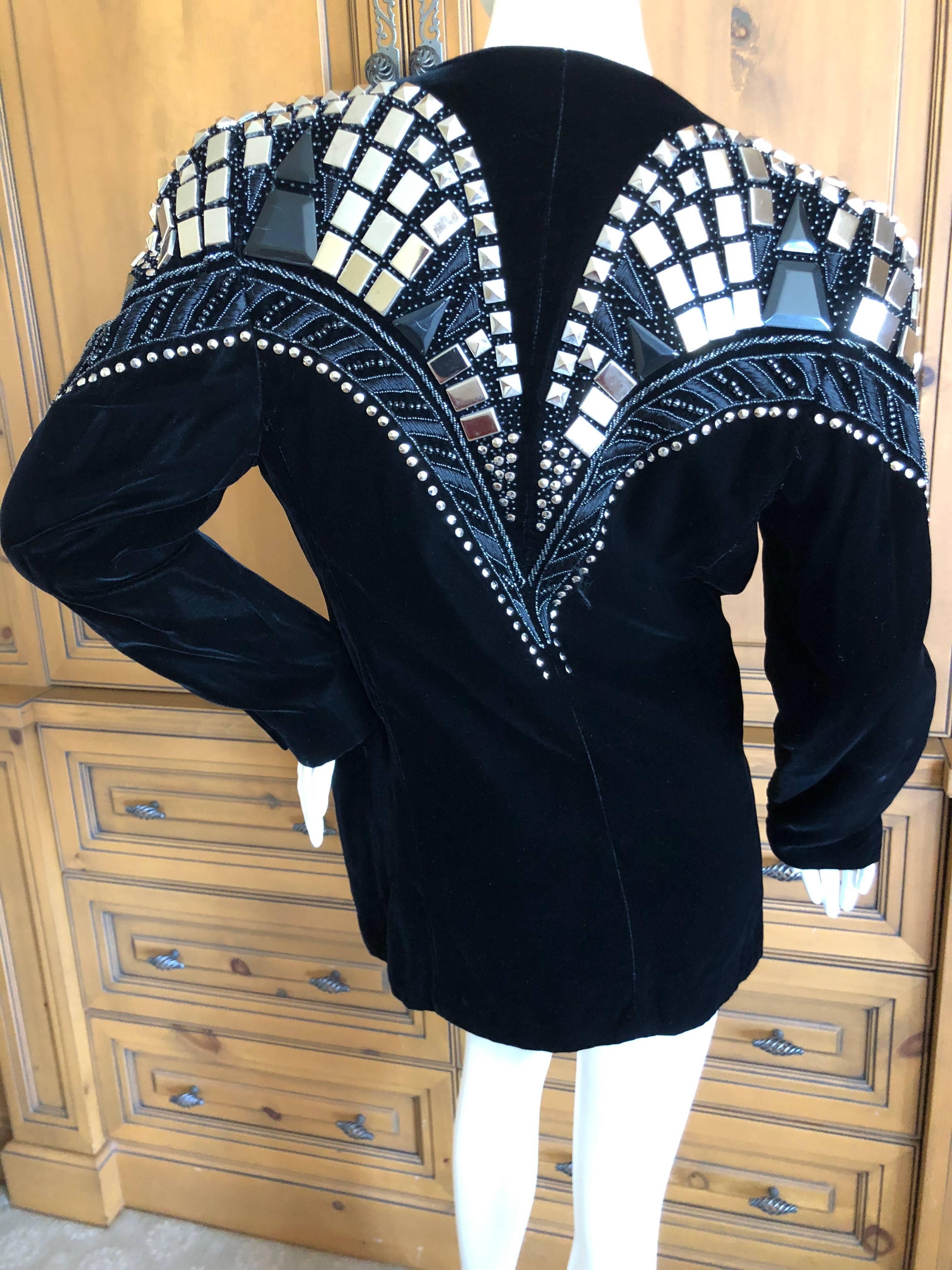 Krizia by Mariuccia Mandelli 1980's Chrysler Building Studded Velvet Jacket  For Sale 6
