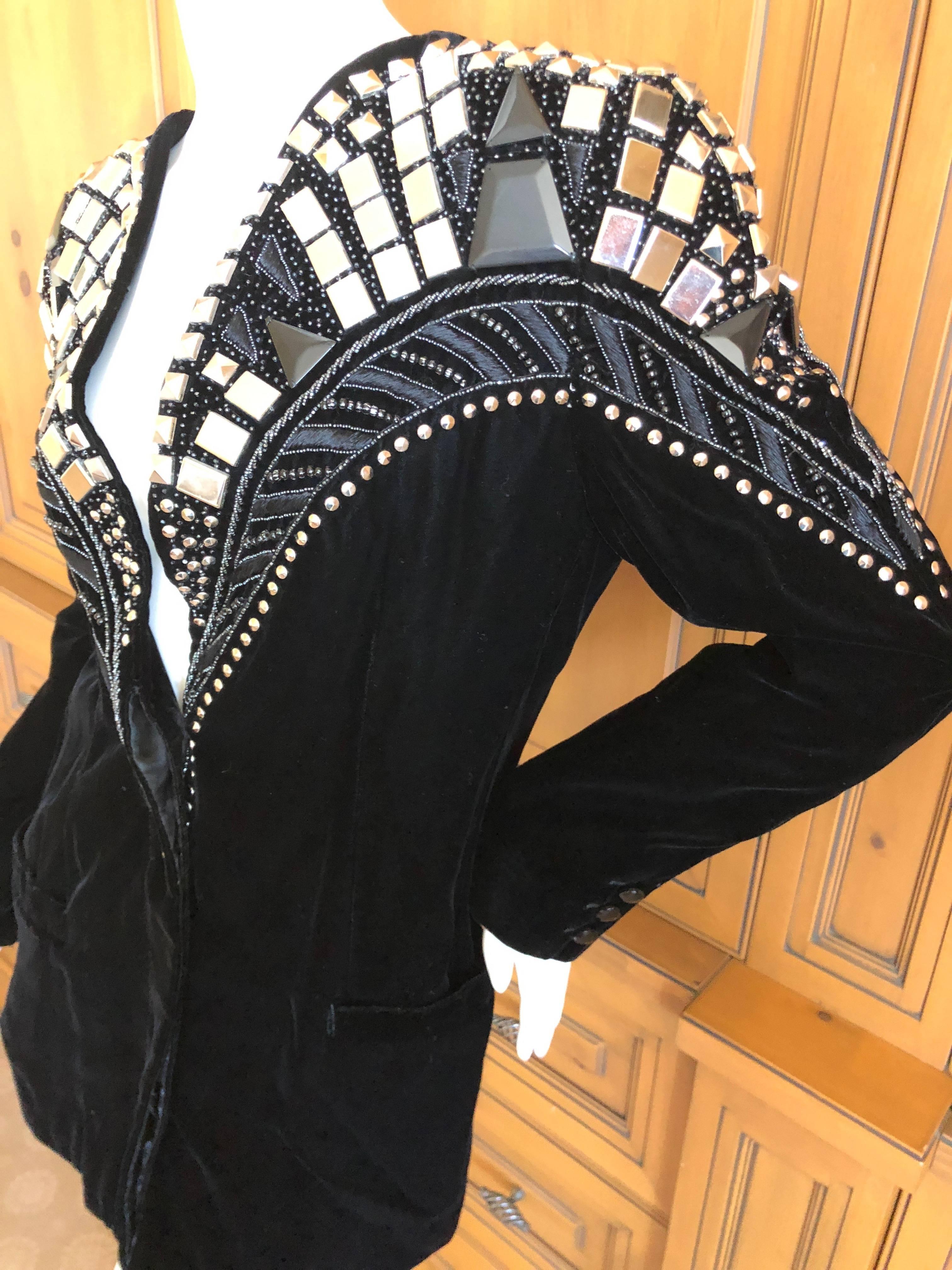 Women's Krizia by Mariuccia Mandelli 1980's Chrysler Building Studded Velvet Jacket  For Sale