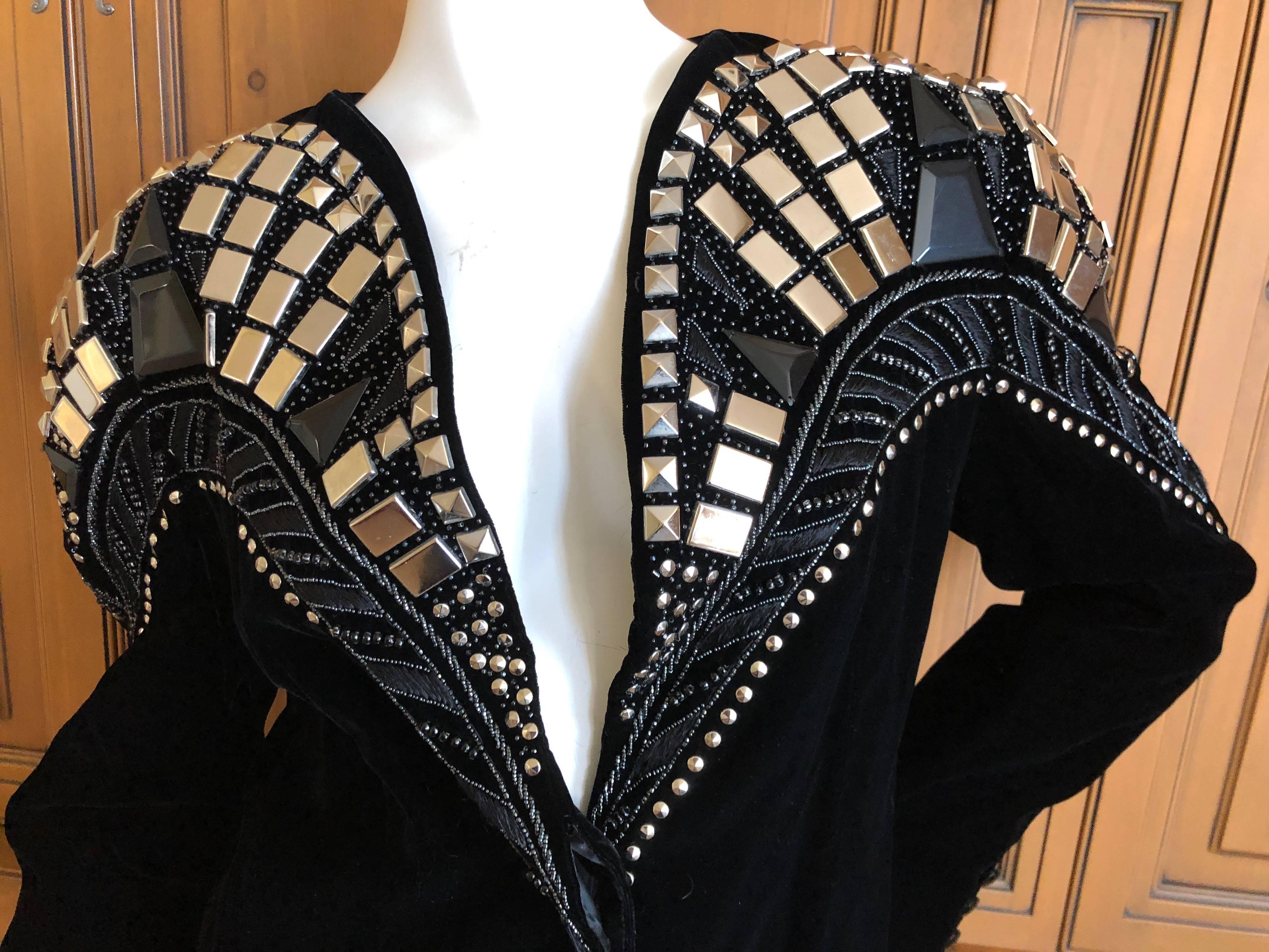 Krizia by Mariuccia Mandelli 1980's Chrysler Building Studded Velvet Jacket  For Sale 1