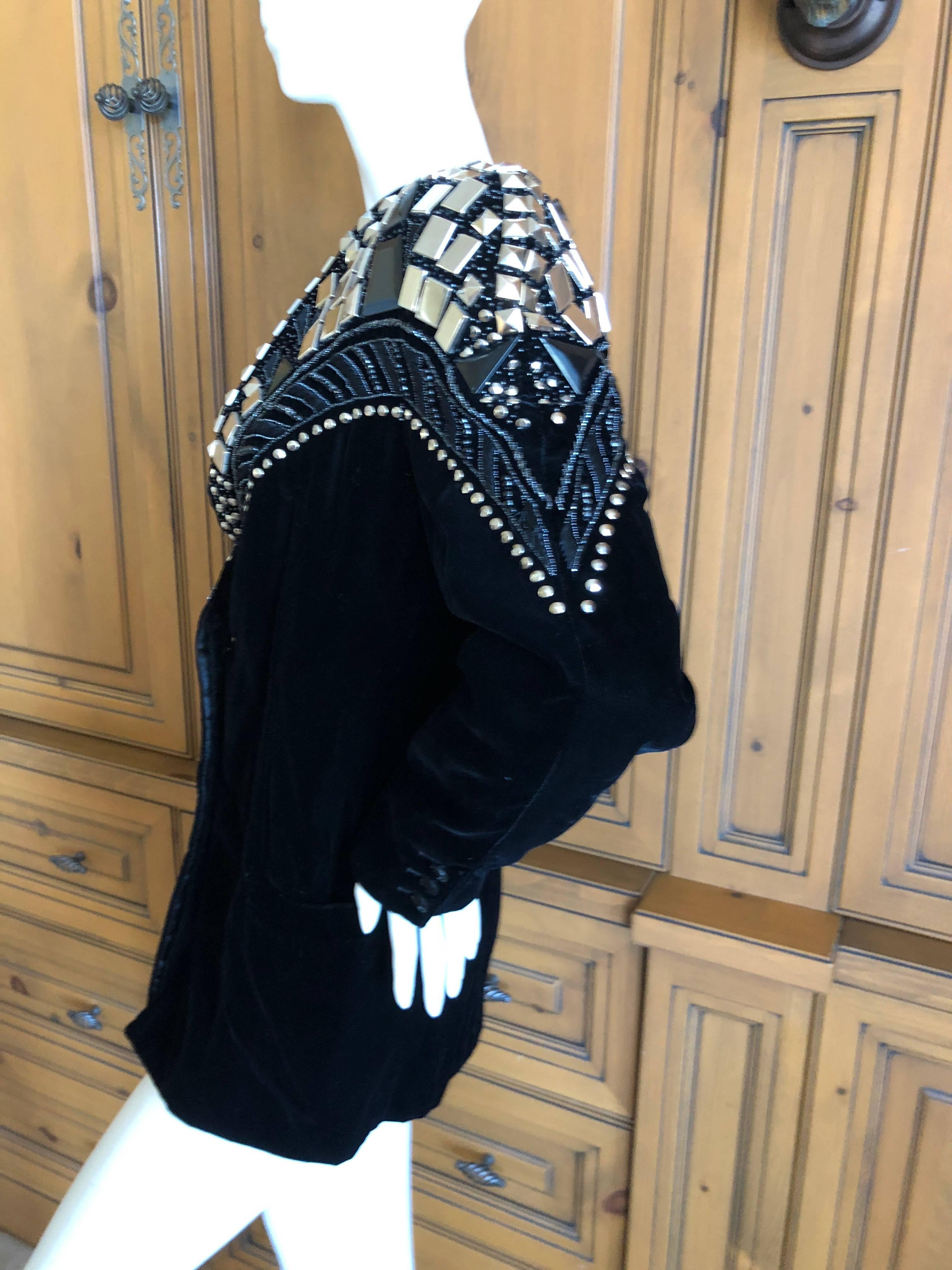 Krizia by Mariuccia Mandelli 1980's Chrysler Building Studded Velvet Jacket  For Sale 3